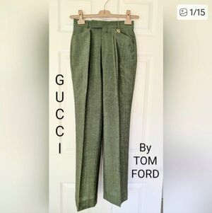 Gucci By Tom Ford EUC Green Wool & Mohair Pants Circa Late 90s